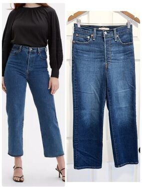 Levi’s Ribcage Straight Ankle Jeans High Rise Button Fly Size 28
